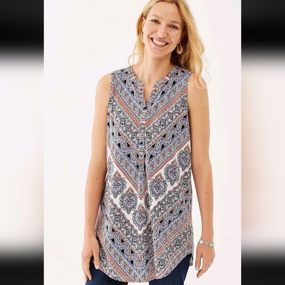 J. Jill Sleeveless Tunic With Pockets Size Medium Curved Hem - Picture 2 of 8